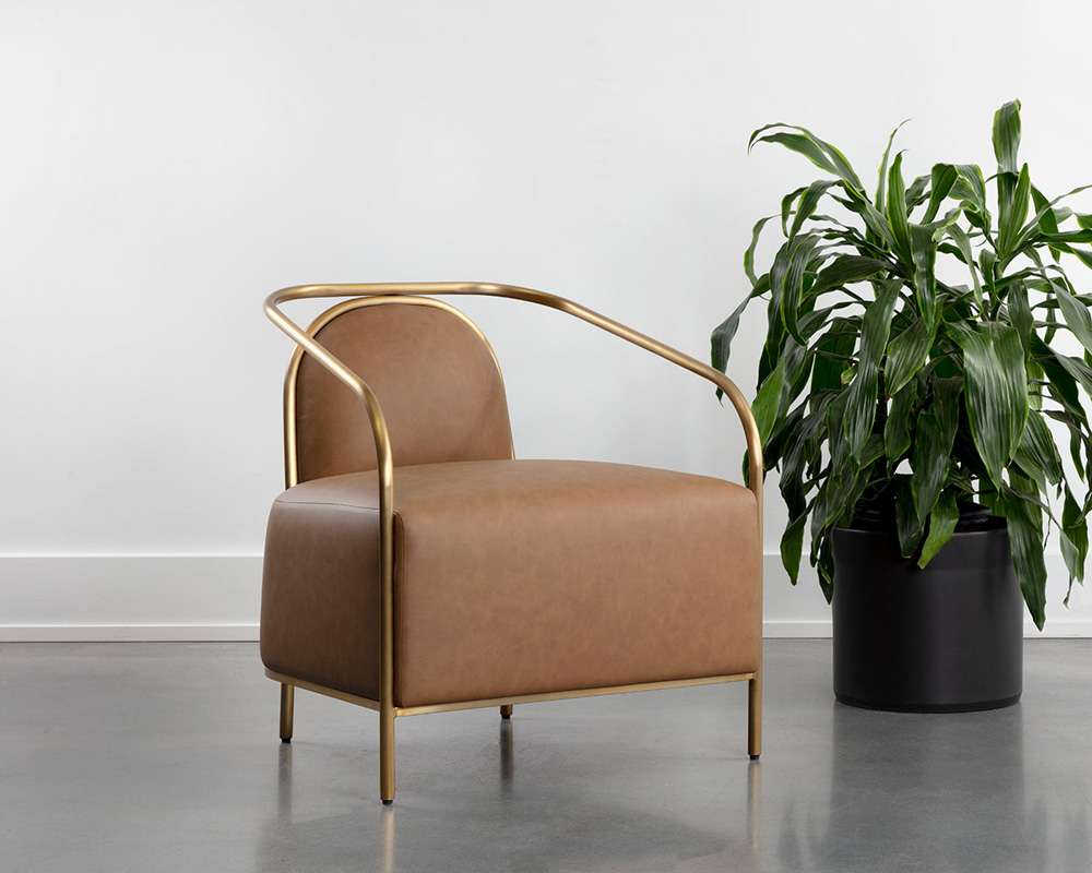 Sunpan - Ikon Cicero Lounge Chair - Milliken Cognac - 111329 veiw 5