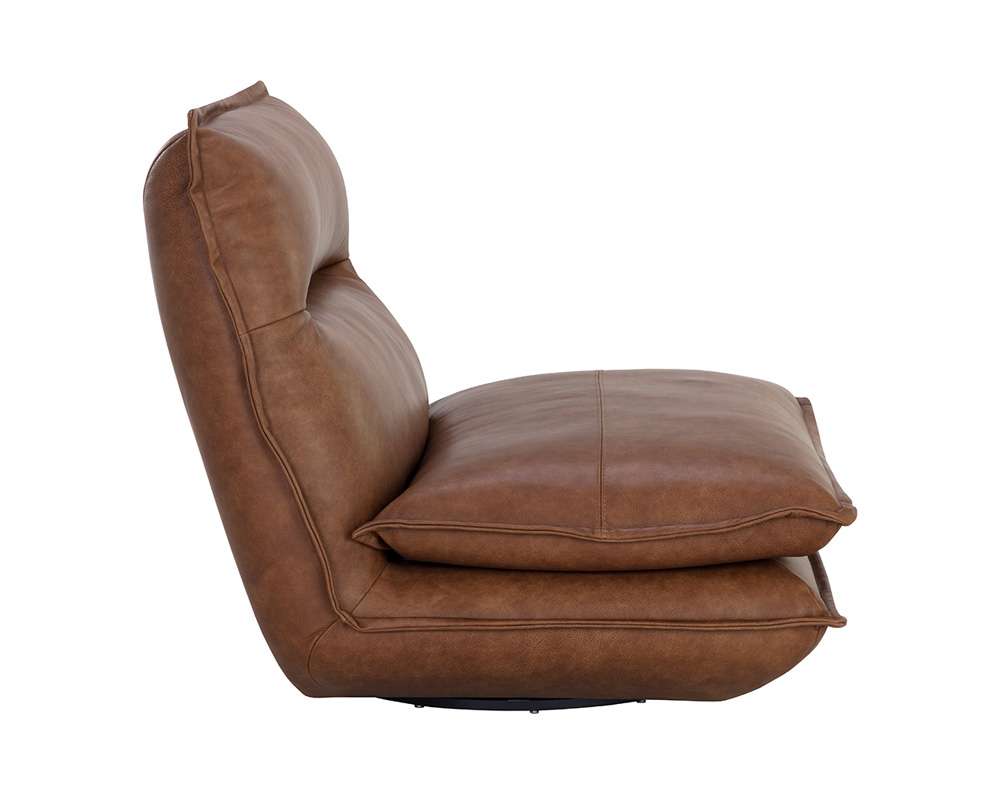 Sunpan - Colson Swivel Armless Chair - Cognac Leather - 111479 veiw 3