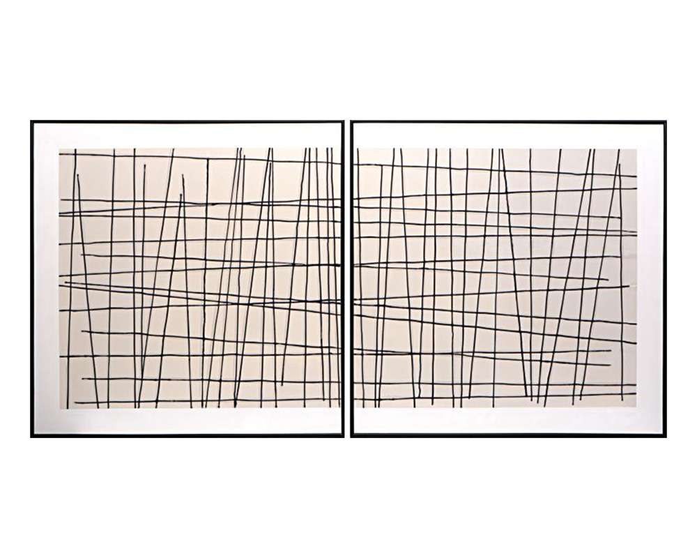 Sunpan - Crosshatch (Set Of 2) - 48in X 48in - Black Floater Frame - A0208 veiw 1