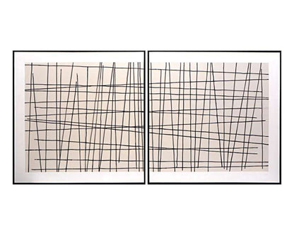 Sunpan - Crosshatch (Set Of 2) - 48in X 48in - Black Floater Frame - A0208 veiw 1