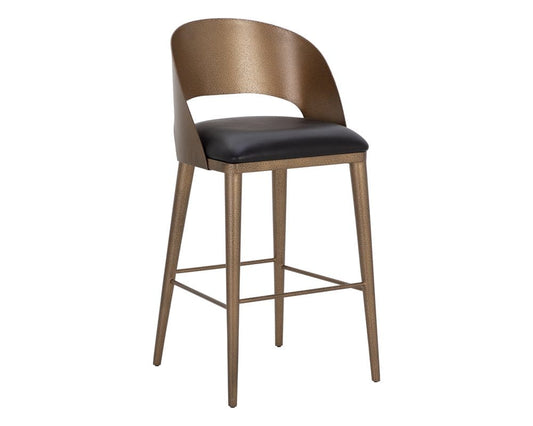 Sunpan - Dezirae Barstool - Antique Brass - Charcoal Black Leather - 111052_CLOSEOUT view 1