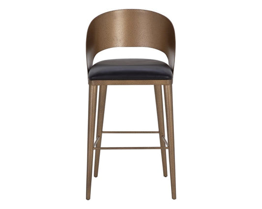 Sunpan - Dezirae Barstool - Antique Brass - Charcoal Black Leather - 111052_CLOSEOUT view 2