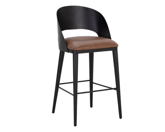 Sunpan - Dezirae Barstool - Black - Cognac Leather - 111051 view 1