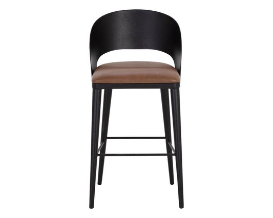 Sunpan - Dezirae Barstool - Black - Cognac Leather - 111051 view 2