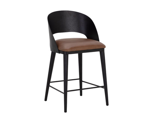 Sunpan - Dezirae Counter Stool - Black - Cognac Leather - 111043 view 1