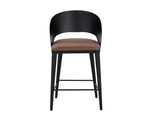 Sunpan - Dezirae Counter Stool - Black - Cognac Leather - 111043 view 2