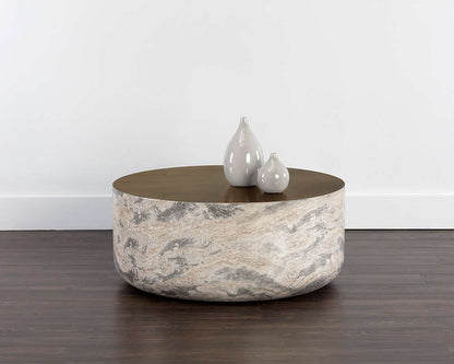 Sunpan - Solterra Diaz Coffee Table - Marble Look - Antique Brass - 107198 veiw 4