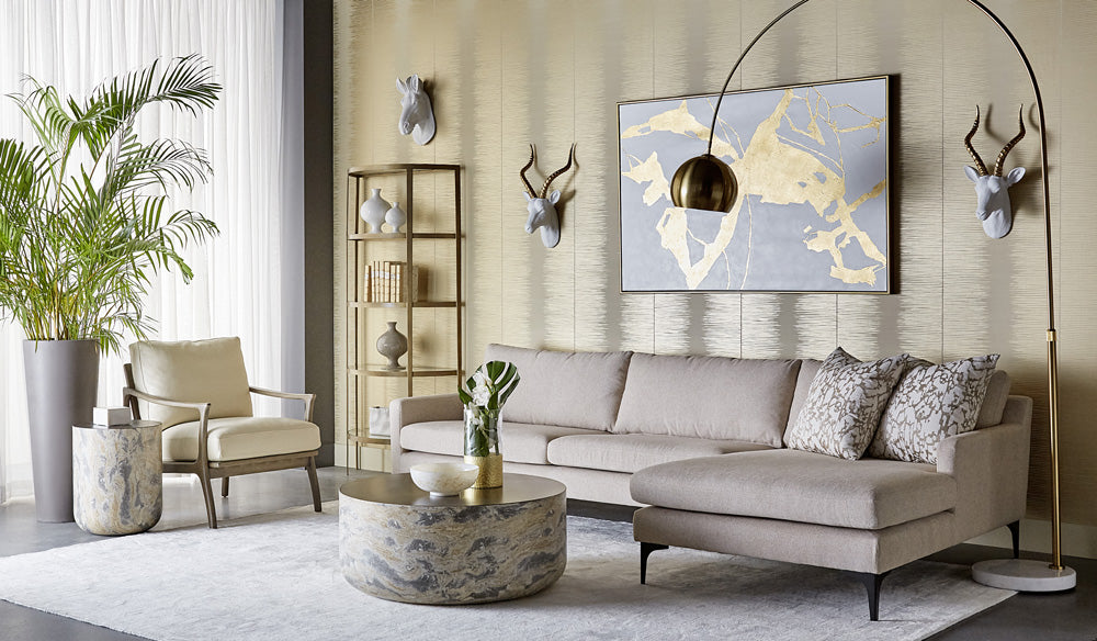 Sunpan - Solterra Diaz Coffee Table - Marble Look - Antique Brass - 107198 view 5