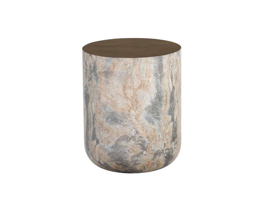 Sunpan - Solterra Diaz End Table - Marble Look - Antique Brass - 107199 veiw 2