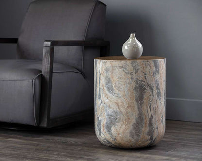 Sunpan - Solterra Diaz End Table - Marble Look - Antique Brass - 107199 veiw 4
