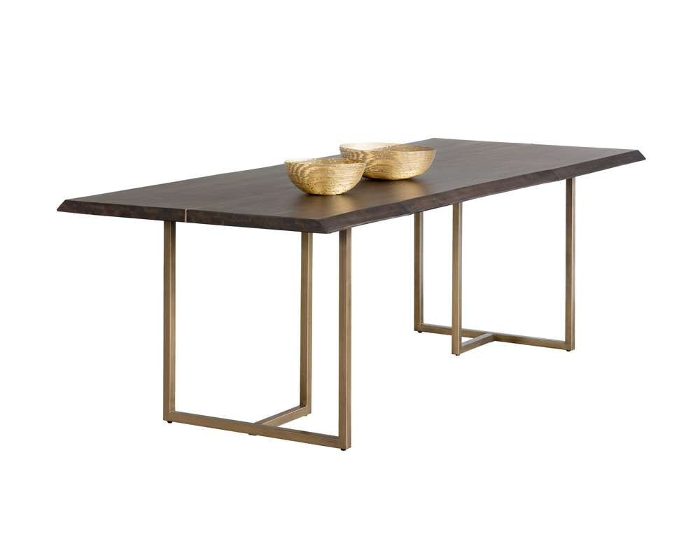 Sunpan - MIXT Donnelly Dining Table - Antique Brass - Dark Mango - 95in - 103315 veiw 1