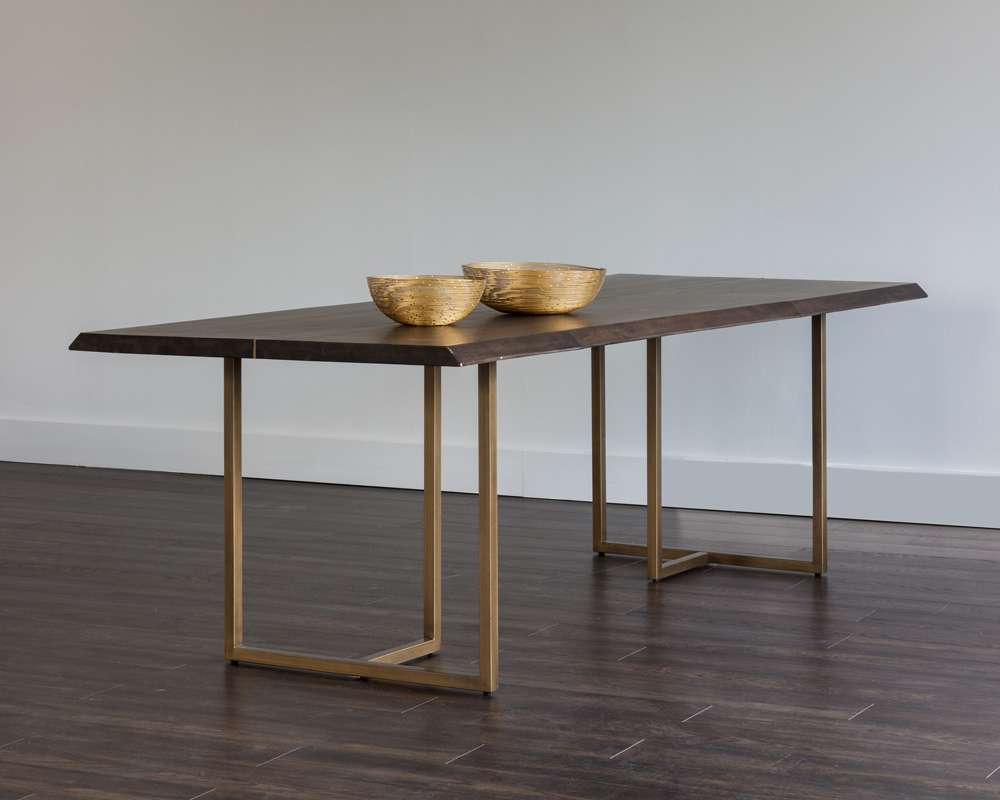 Sunpan - MIXT Donnelly Dining Table - Antique Brass - Dark Mango - 95in - 103315 veiw 3