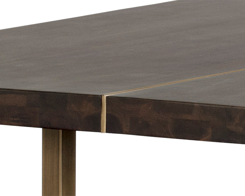 Sunpan - MIXT Donnelly Dining Table - Antique Brass - Dark Mango - 95in - 103315 view 4