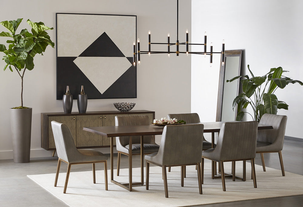 Sunpan - MIXT Donnelly Dining Table - Antique Brass - Dark Mango - 95in - 103315 view 6