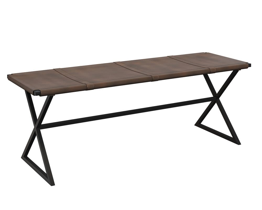 Sunpan - Elon Bench - Vintage Cognac Leather - 106358_CLOSEOUT view 1