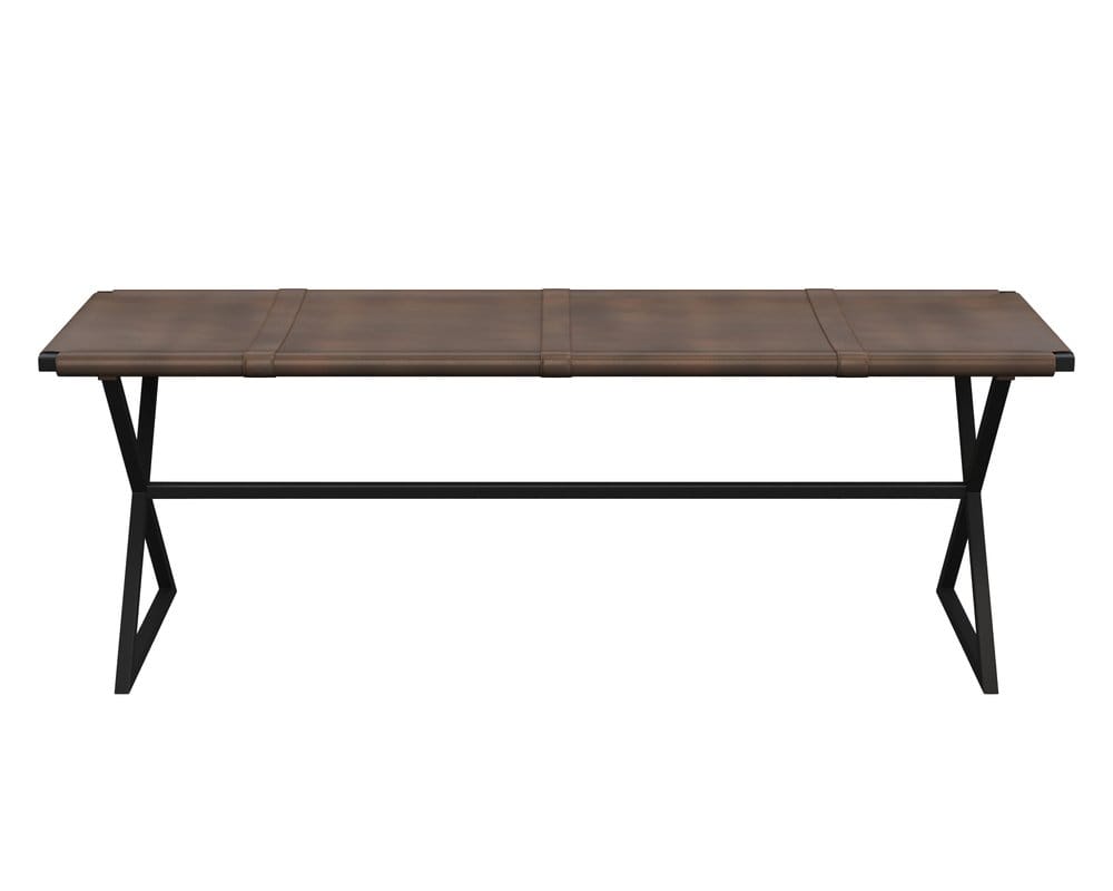 Sunpan - Elon Bench - Vintage Cognac Leather - 106358_CLOSEOUT view 2