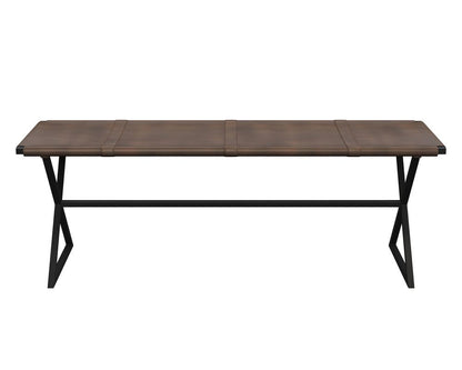 Sunpan - Elon Bench - Vintage Cognac Leather - 106358_CLOSEOUT view 2