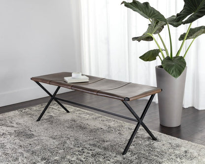 Sunpan - Elon Bench - Vintage Cognac Leather - 106358_CLOSEOUT view 5