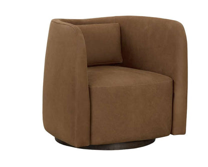 Sunpan - Westport Emilie Swivel Lounge Chair - Nubuck Caramel Leather - 111250 veiw 1