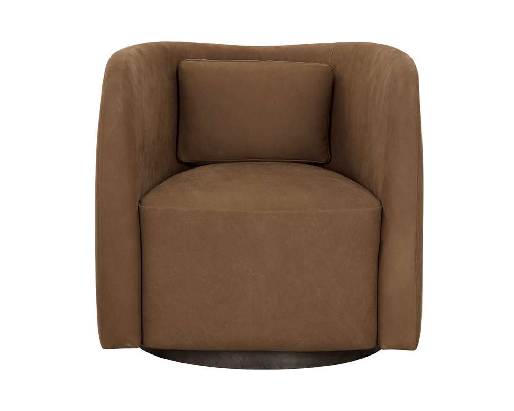 Sunpan - Westport Emilie Swivel Lounge Chair - Nubuck Caramel Leather - 111250 veiw 2