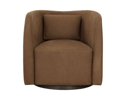 Sunpan - Westport Emilie Swivel Lounge Chair - Nubuck Caramel Leather - 111250 veiw 2