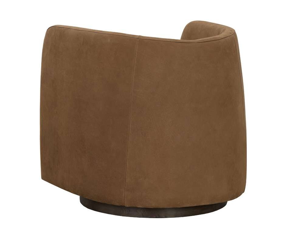 Sunpan - Westport Emilie Swivel Lounge Chair - Nubuck Caramel Leather - 111250 veiw 4
