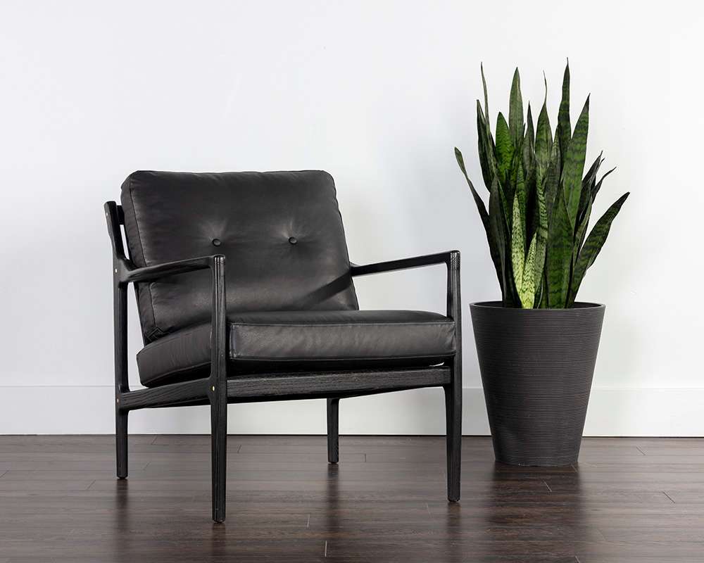 Sunpan - Gilmore Lounge Chair - Black - Black Leather - 106691 veiw 5
