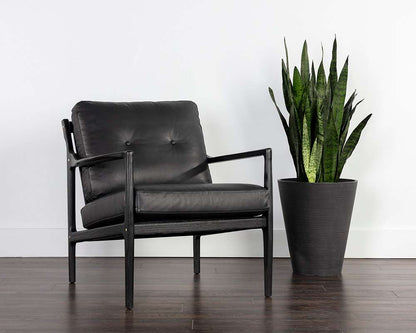 Sunpan - Gilmore Lounge Chair - Black - Black Leather - 106691 veiw 5