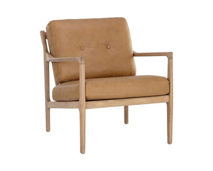 Sunpan - Gilmore Lounge Chair - Light Oak - Mojave Tan Leather - 111061 veiw 1