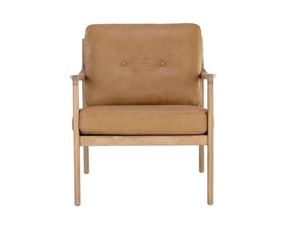 Sunpan - Gilmore Lounge Chair - Light Oak - Mojave Tan Leather - 111061 veiw 2