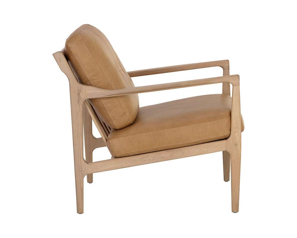 Sunpan - Gilmore Lounge Chair - Light Oak - Mojave Tan Leather - 111061 veiw 3