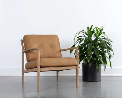 Sunpan - Gilmore Lounge Chair - Light Oak - Mojave Tan Leather - 111061 veiw 5