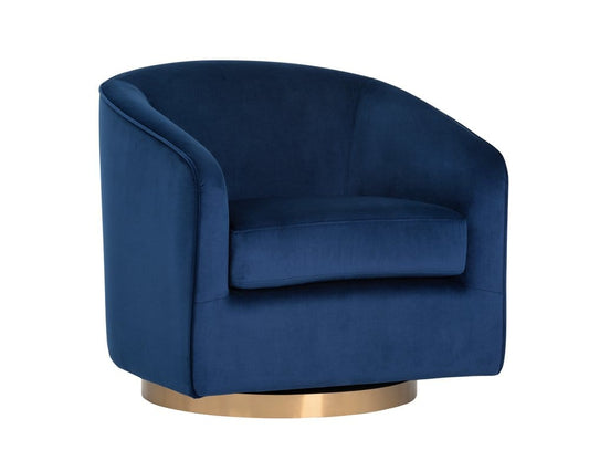 Sunpan - Hazel Swivel Lounge Chair - Gold - Navy Blue Sky - 104001 view 2