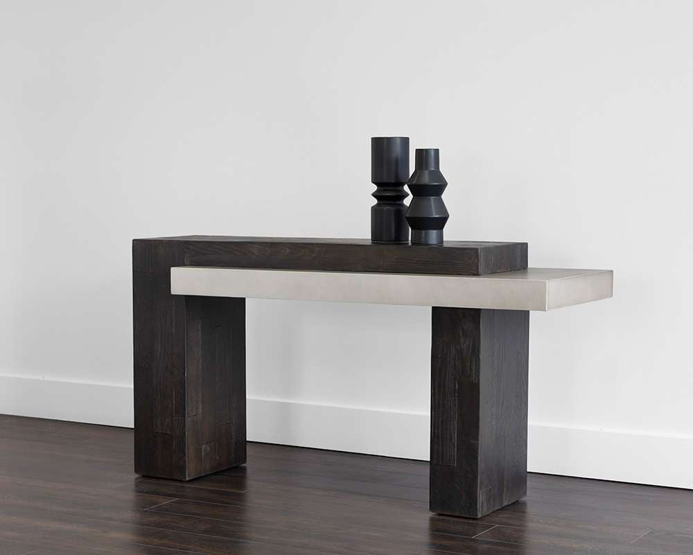Sunpan - Solterra Herriot Console Table - Dark Brown / Grey - 108549 veiw 4