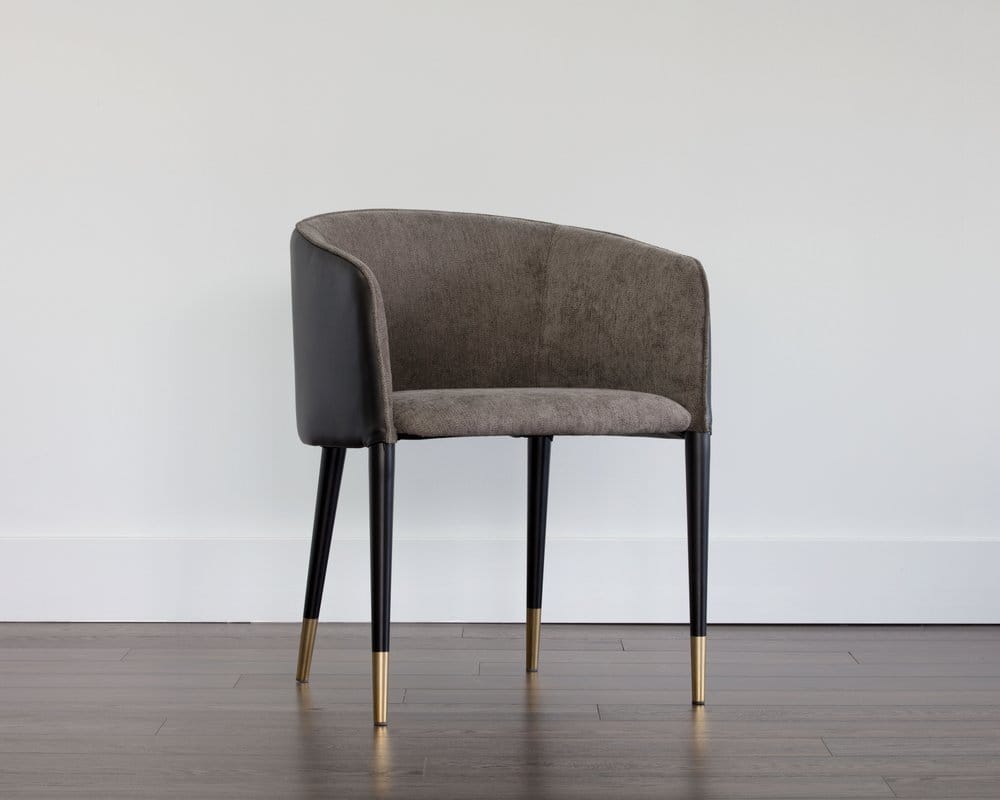 Sunpan - Ikon Asher Dining Armchair - Sparrow Grey / Napa Black - 103149_CLOSEOUT view 4