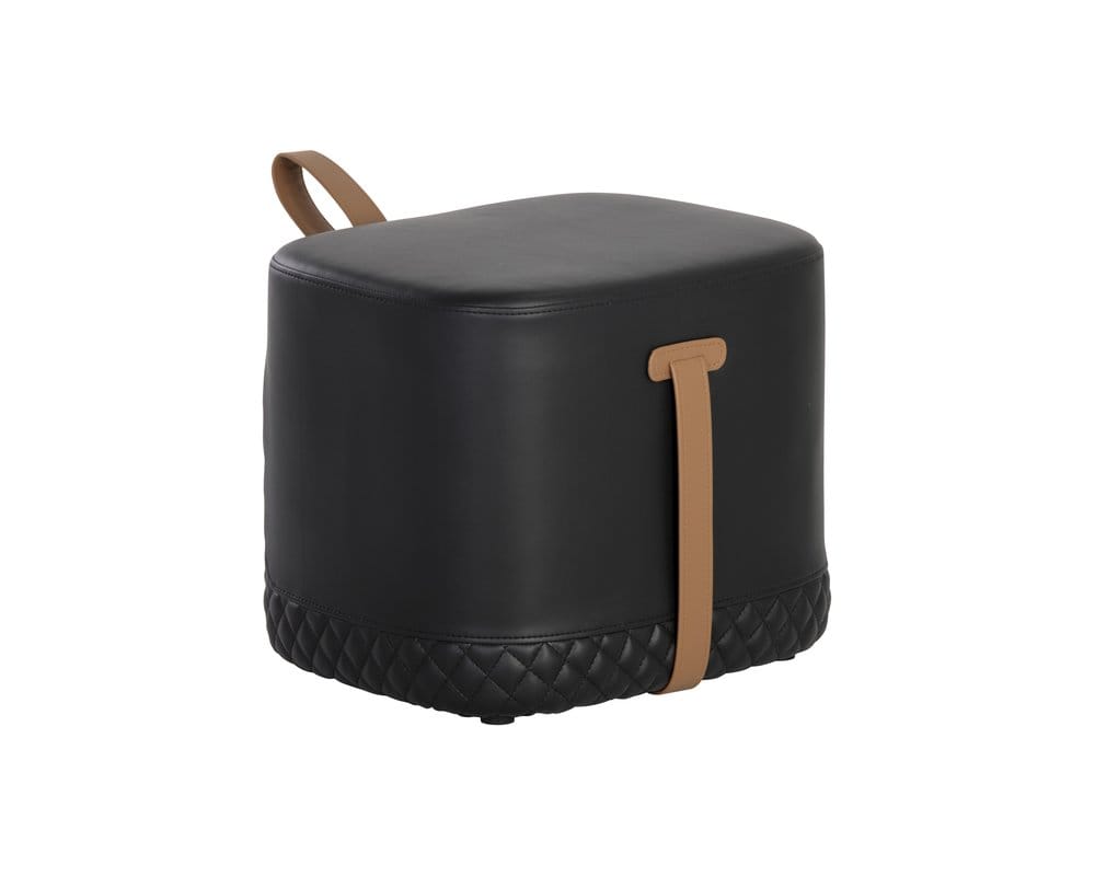 Sunpan - Ikon Axio Ottoman - Napa Black / Napa Cognac - 106070 view 1