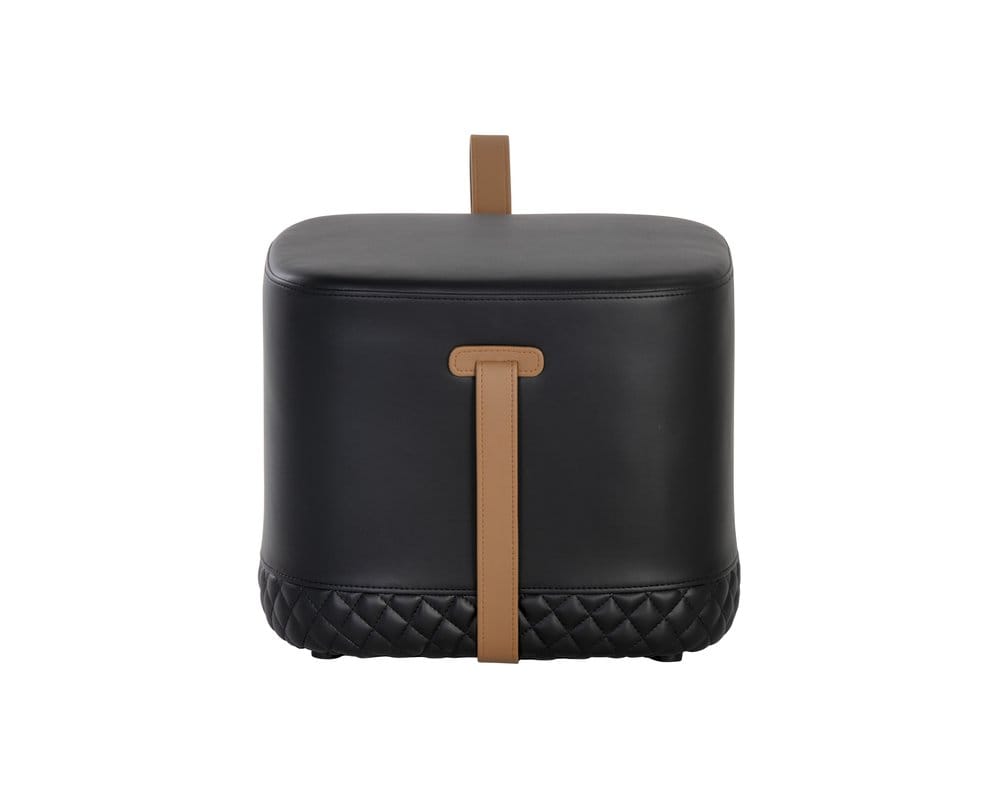 Sunpan - Ikon Axio Ottoman - Napa Black / Napa Cognac - 106070 view 3