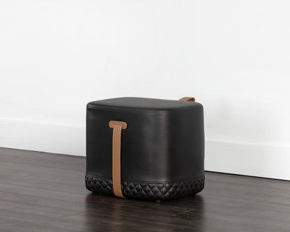 Sunpan - Ikon Axio Ottoman - Napa Black / Napa Cognac - 106070 view 4