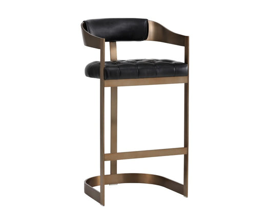 Sunpan - Ikon Beaumont Barstool - Antique Brass - Cantina Black - 103777 view 1