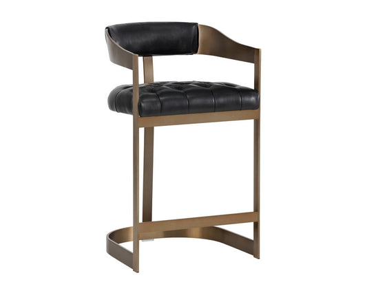 Sunpan - Ikon Beaumont Counter Stool - Antique Brass - Cantina Black - 104014 view 1