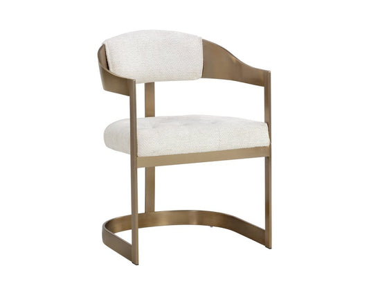 Sunpan - Ikon Beaumont Dining Armchair - Antique Brass - Rhea Light Barley - 111434 view 1