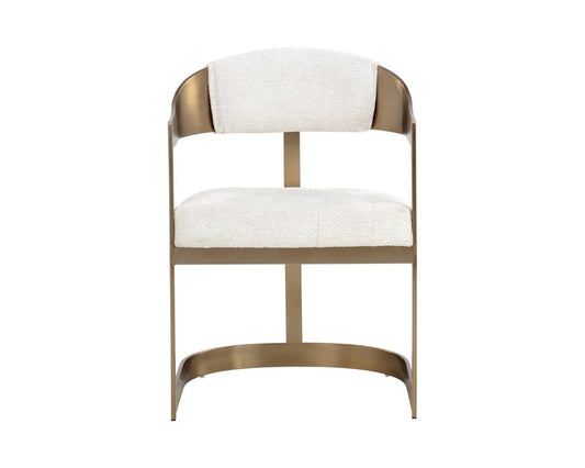 Sunpan - Ikon Beaumont Dining Armchair - Antique Brass - Rhea Light Barley - 111434 view 2