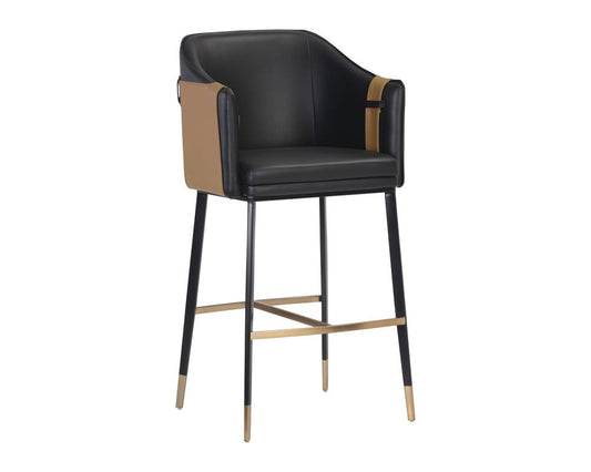 Sunpan - Ikon Carter Barstool - Napa Black / Napa Cognac - 106432_CLOSEOUT view 1