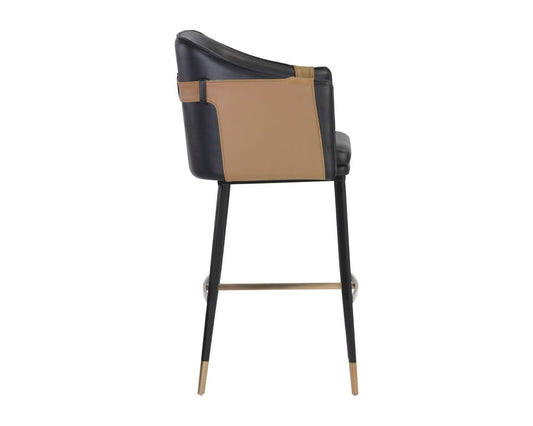 Sunpan - Ikon Carter Barstool - Napa Black / Napa Cognac - 106432_CLOSEOUT view 2