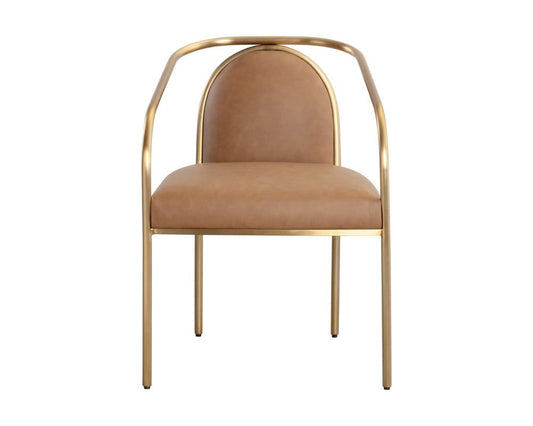 Sunpan - Ikon Cicero Dining Armchair - Milliken Cognac - 111237_CLOSEOUT view 2