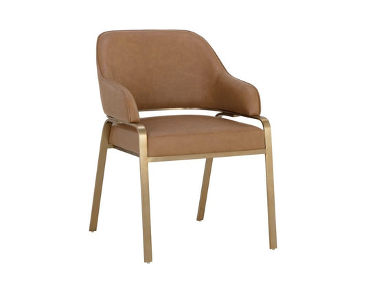 Sunpan - Ikon Malachi Dining Armchair - Milliken Cognac - 111202 view 1