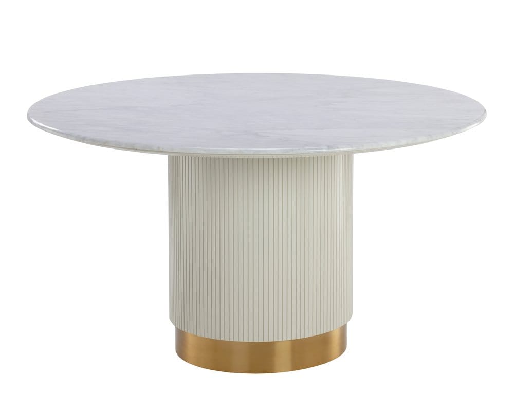 Sunpan - Ikon Paloma Dining Table - Round - White Marble 54in - 110253_CLOSEOUT view 1