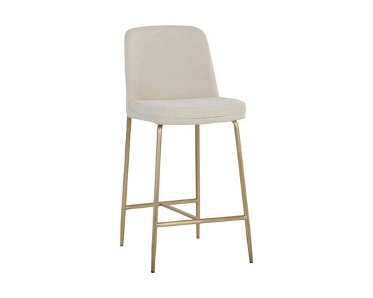 Sunpan - Ikon Zeke Counter Stool - Antique Brass - Bergen Ivory - 109182 view 1