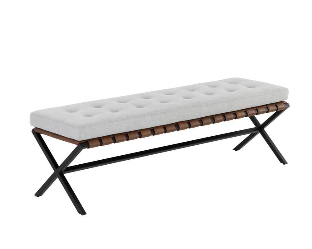 Sunpan - Ikon Kenji Bench Small - Black - Mina Light Grey - 109479 veiw 1