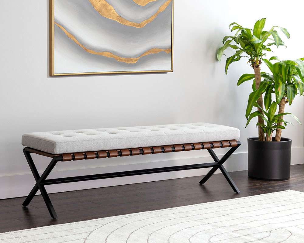 Sunpan - Ikon Kenji Bench Small - Black - Mina Light Grey - 109479 veiw 3